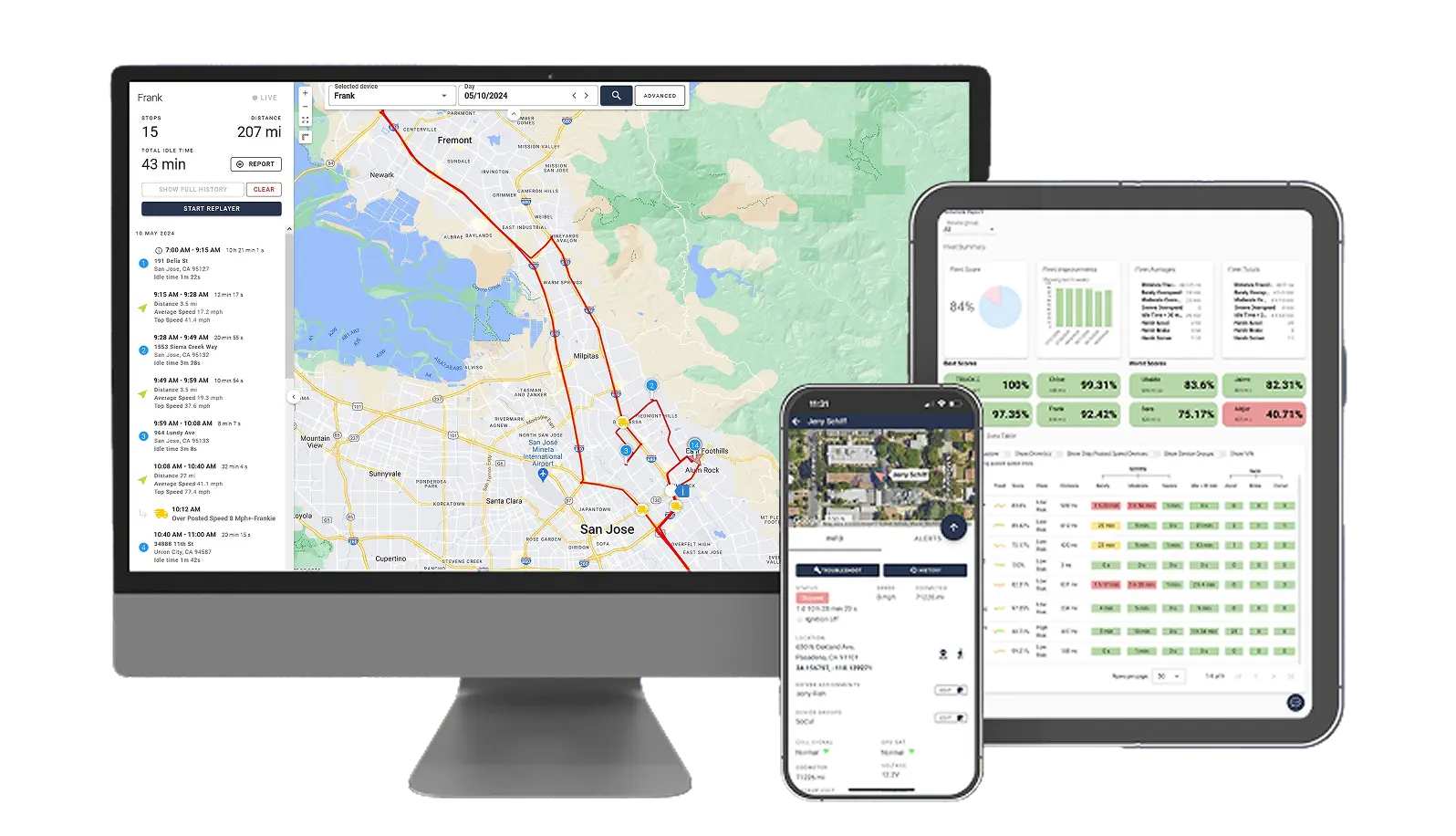 Screenshot of One Step GPS User Interface on various Devices